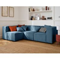 Arty - modulares ecksofa links 5-sitzer - cord - blau