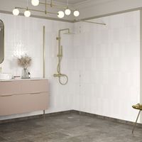 Signature Icon Brushed Brass Wet Room Screen 1200mm Wide - 8mm Glass