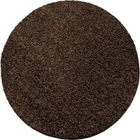 Tapis Rond Shaggy Uni Poils Longs Tapis Salon Chambre (Marron - 120x120cm)