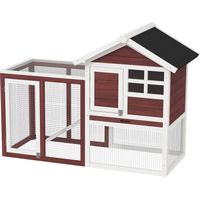 Clapier Lapin Bois Casetta Rampa Conigli Esterno 123,5x62,6x92,5cm Marron Blanc