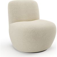 Fauteuil de salon pivotant en tissu bouclette beige