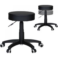 Tabouret de bureau à roulettes 50x50x44/55 cm en PU noir