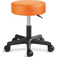 TRESKO Tabouret à roulettes réglable en hauteur, orange, 150 kg Tabouret pivotant avec rembourrage de 10 cm d'épaisseur, 47-60 cm Tabouret de travail, tabouret de bureau, pivotant à 360° avec roulet