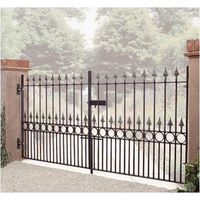 Balmoral Premium Range Spear Top Low Double Driveway Gate - Solid Steel - Fits Gap of 2438 mm x 1168 mm High - Primed