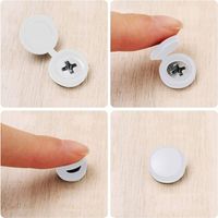 100 Pièces Cache-vis à charnière Cache-vis en plastique Cache-vis plié Cache-vis rondelle Flip Tops (Blanc,S)