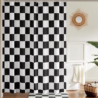 Rideau de douche à carreaux noir et blanc pour salle de bain, joli rideau de douche rétro à carreaux vintage esthétique, rideau de bain en tissu lavable 180 x 180 cm