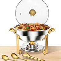 Serveur buffet, Lot de 2 Chauffeur alimentaire Rond,5 L avec porte-couvercle,plaques de chauffage en acier inoxydable