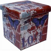 Récipient refermable pouf en cuir écologique papillon