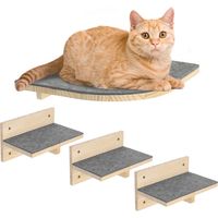 Étagères Murales pour Chat Mur 4 pièces Ensemble Mur d'escalade pour Chats Mural Stable pour Grands et Petits D'intérieur Jusqu'à 9.5 kg, Bois