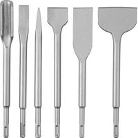 6-teiliges Betonmeißel-Set, Hammerbohrer-Set, inkl. Spitzmeißel, 20 mm, 40 mm, 75 mm Flachmeißel, 35 mm Fliesenmeißel und U-förmiger Meißel