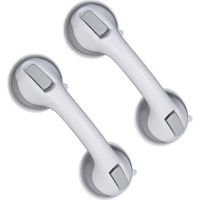 Poignée Ventouse, Lot de 2, Barre d’Appui che & Baignoire, 25 kg, pour Personnes âgées, Mur, en Blanc/Gris