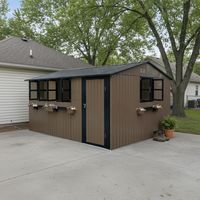 Abri De Jardin En Acier Galvanisé 10,21 m² Marron Noir, Grand Abri De Jardin Étanche Avec 3 Fenêtres Ouvrantes Et Porte Verrouillable