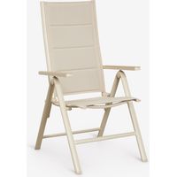 SKLUM Pack aus 4 verstellbaren und klappbaren Gartenstühlen mit Armlehnen aus Aluminium Elide Beige Tapioca