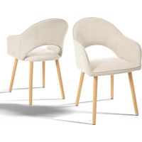Goeurvant Sillas de comedor cómodas con respaldo en forma de media luna y reposabrazos ergonómicos, La combinación perfecta de soporte y estilo - Juego de 2 - Beige