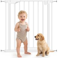Barrera de Seguridad para Niños y Perros Ancho 76-82 cm Bloqueo Doble y Cierre Automático Apertura Dos Sentidos Blanco