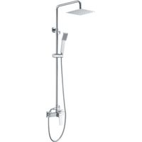 Imex – Colonne de douche thermostatique mitigeur eau chaude et froide – Pommeau carré anticalcaire – Douche pluie chromée – Acier laiton