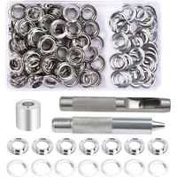 Ösenset, 100-teilig, Ösen mit 12 mm Durchmesser, Planenreparaturset, mit 3-teiligem Ösenwerkzeug, Ösenset für Planen, Stoffe, Vorhänge und Bastelarbeiten. FLITI