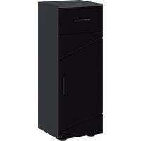 Mobiletto Bagno in Truciolato con Cassetto e Armadietto a 2 Livelli Regolabili, 30x30x82 cm, Nero e Grigio