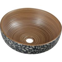 Sapho Priori - Lavabo, diametro 410 mm, senza troppopieno, marrone/ motivo blue PI023