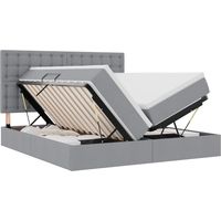 Lit double,Lit adulte,Lit avec bandes LED avec stockage Gris clair 180 x 200 cm tissu