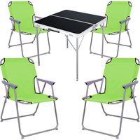 5-teiliges Campingmöbel Set schwarz 80x80x70cm Lime-MMC330883B+4xMPO2600LG