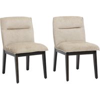Wahson Mid-century Dining Chairs Chenille 2Pcs, Upholstered Kitchen Chairs with Wood Legs for Dining Room Kitchen Living Room, Oatmeal