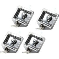 4Pcs Anhänger Türschloss T-Griff Verriegelung Camper RV LKW Werkzeugkasten Türschloss mit 8 Schlüsseln Edelstahl Silber