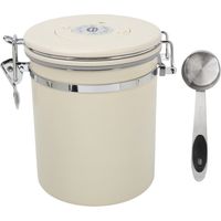Luftdichter Edelstahl-Vorratsbehälter für Kaffee, Tee, Mehl, Müsli, Zucker – 1,5 l mit Löffel – Weiß