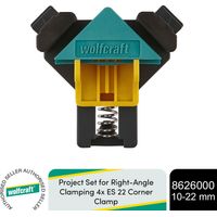 Wolfcraft Project Set for Right-Angle Clamping 4x ES 22 Corner Clamp, 10-22 mm