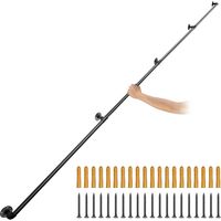 VEVOR Pasamanos Escalera 396 cm Pasamanos de Pared Acero al Carbono Acabado Mate Carga 200 kg Pasamanos Estilo Industrial Ø32 mm Pasamanos Montaje en Pared Kit Completo Negro para Interior y Exterior