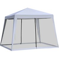 Gazebo Impermeabile con Zanzariere da Giardino Esterno Tendone in Poliestere 3 x 3 x 2.45 m Grigio