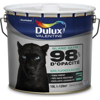 Peinture Blanche 98% Monocouche - Satin 10L - pour Murs Boiseries et Plafonds - Dulux Valentine