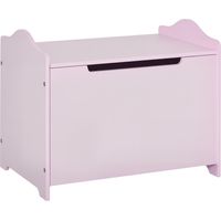 Cassapanca Portagiochi in Legno, Panca Contenitore per Cameretta Coperchio con Pistone Pneumatico, 60x40x48cm, Rosa