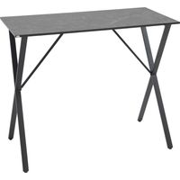 Bancone Bar Tavolo Alto Stile Industriale Effetto Marmo, Legno e Acciaio 120x60x102 cm, Nero