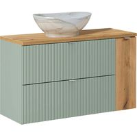 Einzelwaschtisch 100cm Jade Grün und Holz