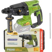 Procraft PHA40bb-c Martello perforatore a batteria 20 V 2,6 J SDS plus Brushless + valigetta - senza batteria, senza caricabatterie