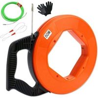 Aiguille Electricien, 50m 4,5mm Tire Fil en Acier Tire Fils Electrique Tire Cable Electrique Tire Fils Electricien Aiguille Baguette Tire Fil Electricien avec 2 Ressorts de Guidage