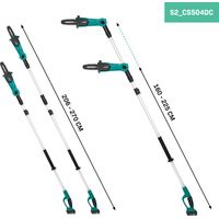 Vonroc – Élagueuse électrique sans fil 20V – Tête inclinable – Perche extensible 200-260 cm – Vitesse chaîne 5 m/s – 2 batteries 2.0Ah incluses