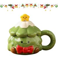 Christmas Mugs Set of Ceramic Coffee Mug with Lid Hot Chocolate Mugs, 14 oz Coffee Mugs, Hot Cocoa Mugs,Fall Mugs for Holiday Christmas Birthday Men Women Gifts