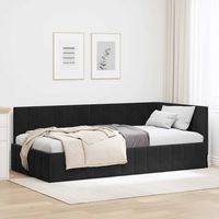 vidaXL Cadre de lit d'angle Noir 90 cm x 190 cm Velours
