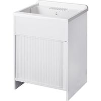 Evier 1 bac en PVC 60x60 – Kit intérieur/extérieur avec fermeture économiseuse d’espace – Cuve perforée pour robinet – Siphon autonettoyant – Cr Smart