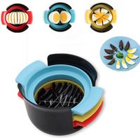 Coupe-œufs - Coupe-œufs 3 fonctions - ABS et acier inoxydable, compatible lave-vaisselle - Robuste - Coupe-œufs pour œufs, salade d'œufs, trancheuse et fraises (base noire + sachet OPP)