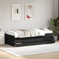 Lit de jour avec tiroirs sans matelas-Canapé-lit avec Rangement noir 100x200 cm 734139