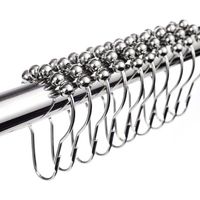 Lot de 12 anneaux de rideau de douche coulissants en acier inoxydable, 12 crochets individuels, 75 mm x 37mm