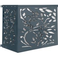 Idmarket – Cache climatiseur en métal gris anthracite – Protection extérieure 95 x 50/60 x 80 cm – Résistant aux intempéries – Design moderne avec motifs fleuris