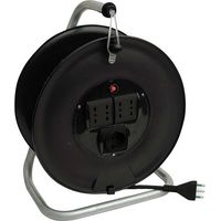 ELEKTRISCHES VERLÄNGERUNGSKABEL MT.25 KABEL 3X1,5 - 4 STECKDOSEN BIPASSO + SCHUKO MIT STATIV