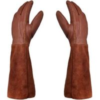 royaluxe -Gants de jardinage unisexes - Paire de Gants de Jardinage - Protection Cuir - Gants de Jardinage pour les Épines et Ronces et Gants de Travail--Marron--M