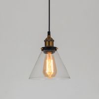Industrial Vintage Pendelleuchte Glas Hängelampe E27 Messing Anhänger Deckenleuchten - A Transparent