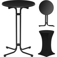 Woltu – Table haute pliante ronde Ф70cm – Cadre métal noir – Plateau E1 résistant aux rayures et UV – Pieds réglables pour sols irréguliers