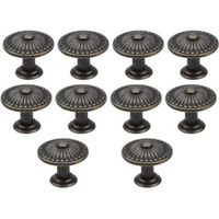 Set di 10 maniglie vintage in bronzo per cassetti e ante, pomelli per mobili da 25 mm, pomelli rotondi per cassetti, pomelli in ottone per porte, maniglie per mobili per armadi, cucine e camerette.